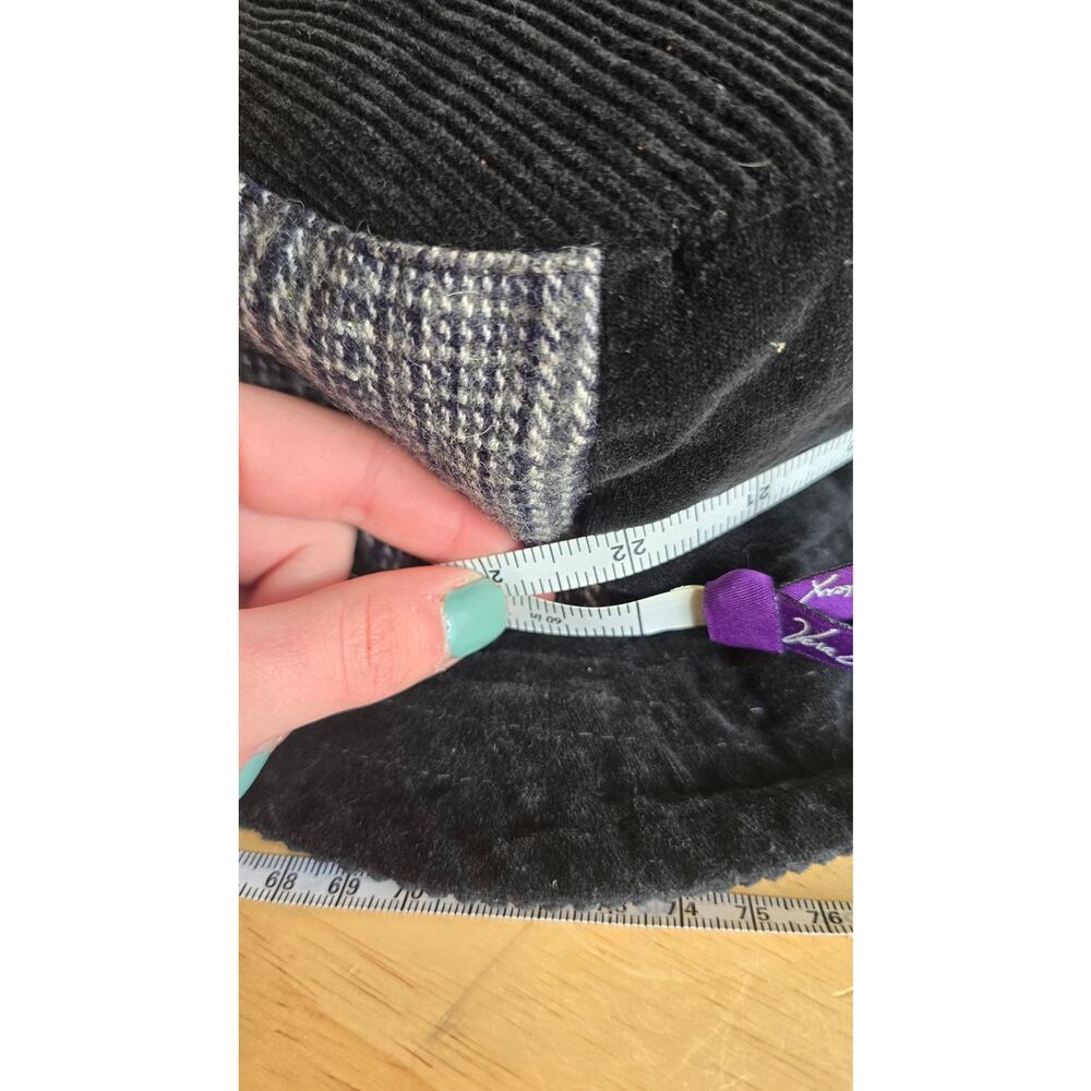 Y2K Corduroy Velvet Black Gray Kids Bucket Hat - Picture 3 of 6